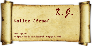 Kalitz József névjegykártya